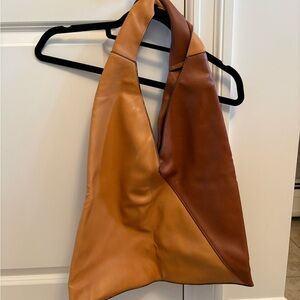 Free People Two-Tone Leather Tote Bag